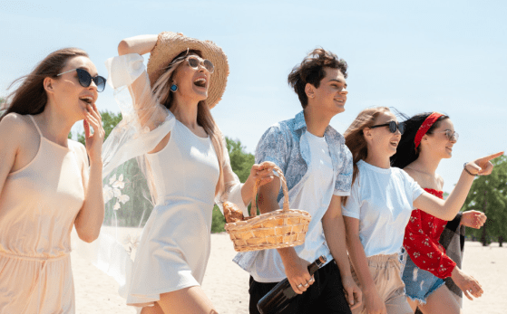Group of people enjoying on the beach